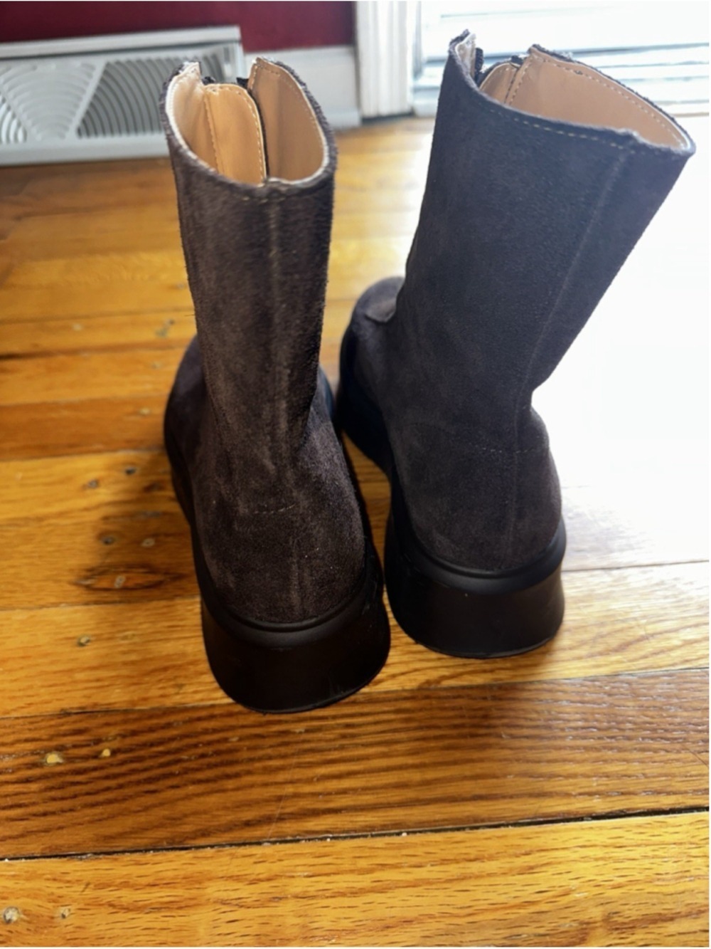 Steve Madden Women's Jones Ankle Boots Brown Suede, Lug Zip Moto Size 6.5 - Picture 10 of 14